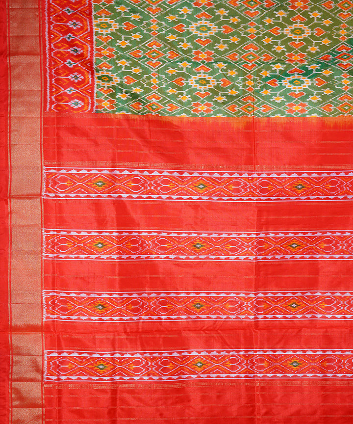 Olive green handwoven ikkat silk pochampally saree