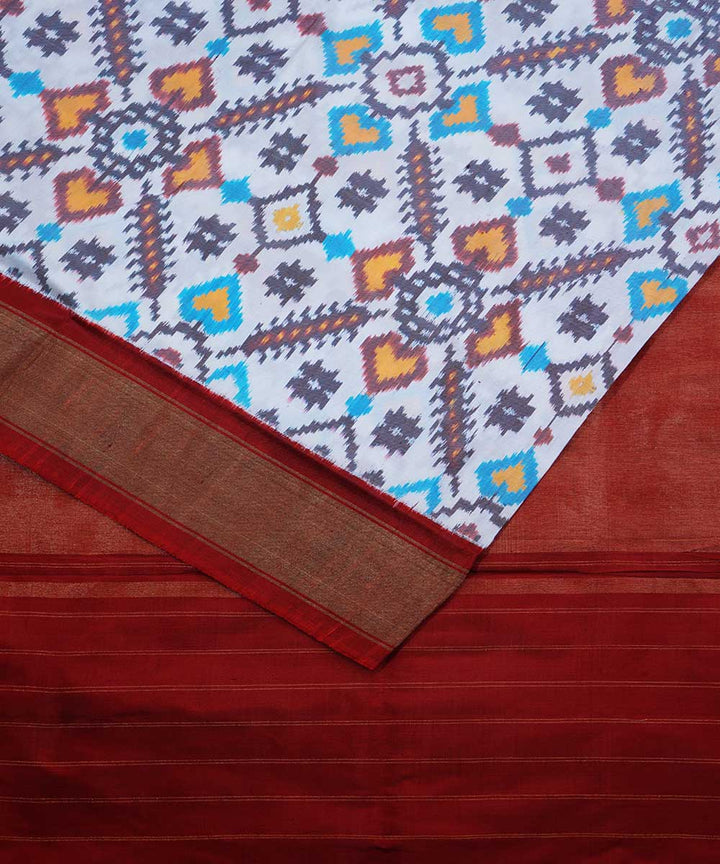 Dark red handwoven ikat silk pochampally saree