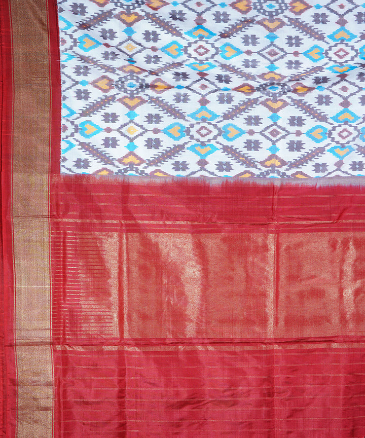 Dark red handwoven ikat silk pochampally saree