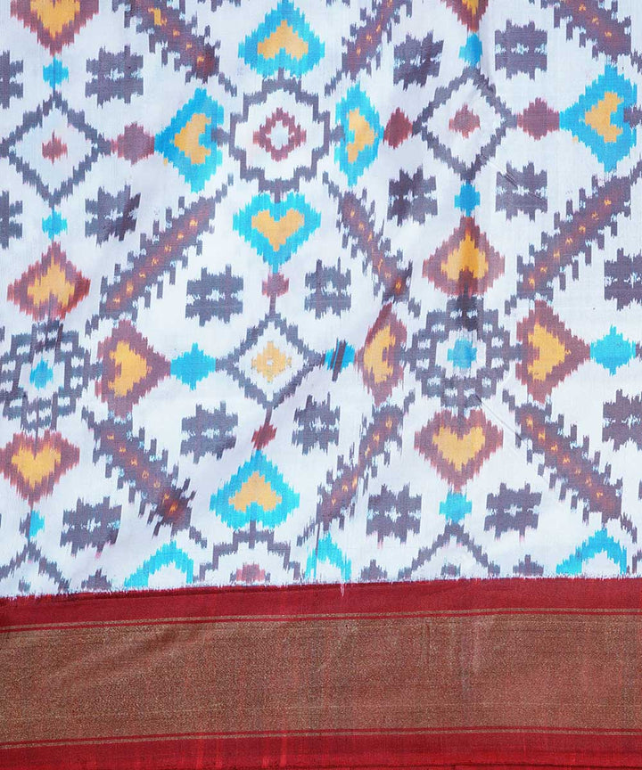 Dark red handwoven ikat silk pochampally saree