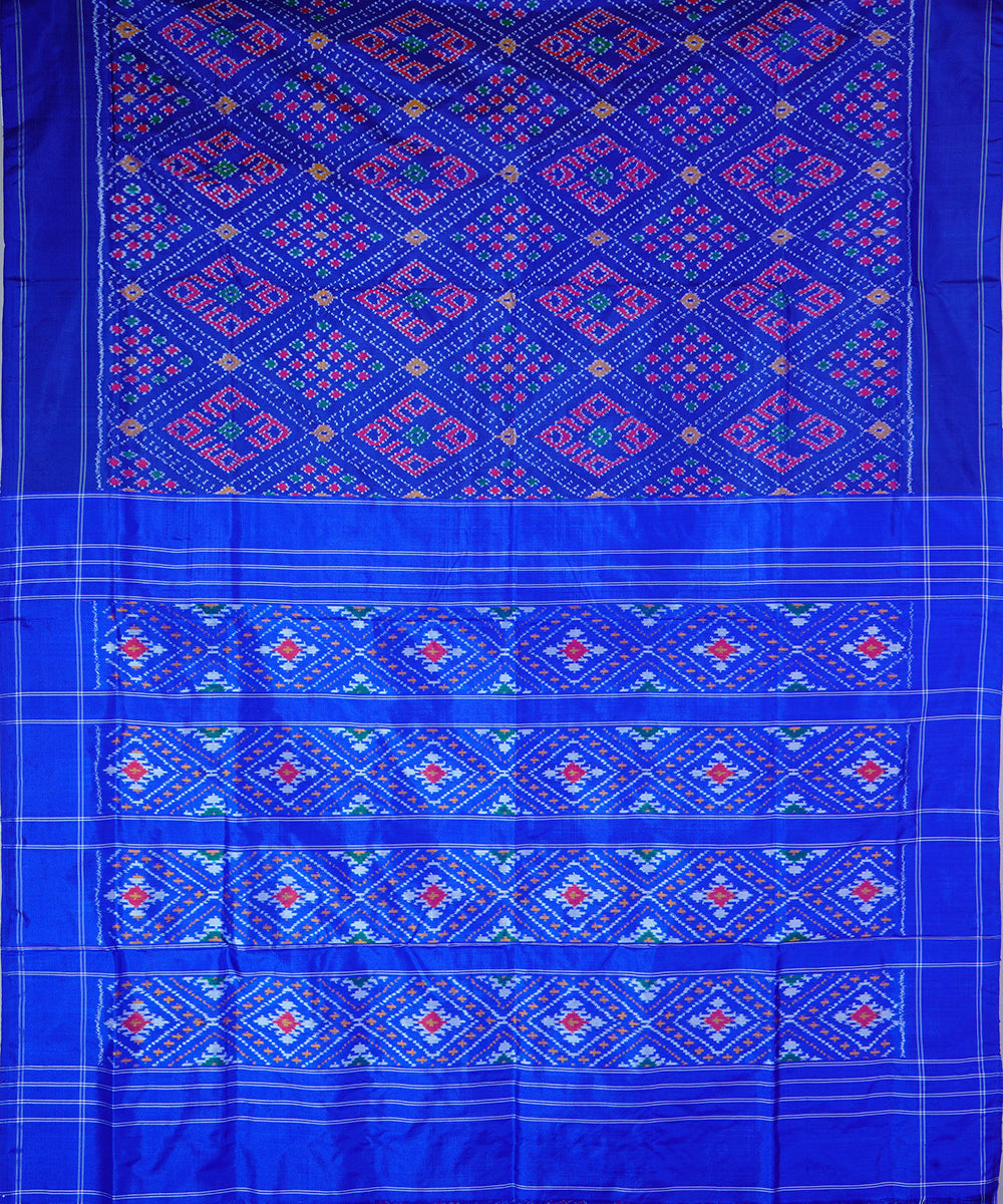 Midnight blue handwoven ikkat silk pochampally saree