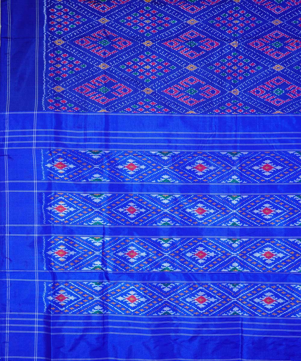 Midnight blue handwoven ikkat silk pochampally saree