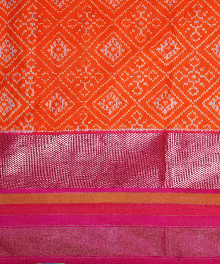 Orange handwoven ikkat silk pochampally saree