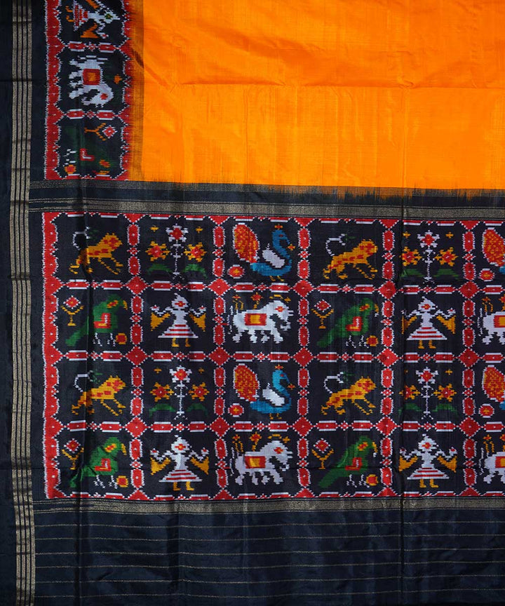 Orange handloom ikkat silk pochampally saree