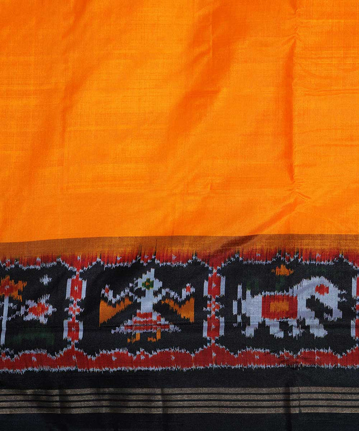 Orange handloom ikkat silk pochampally saree