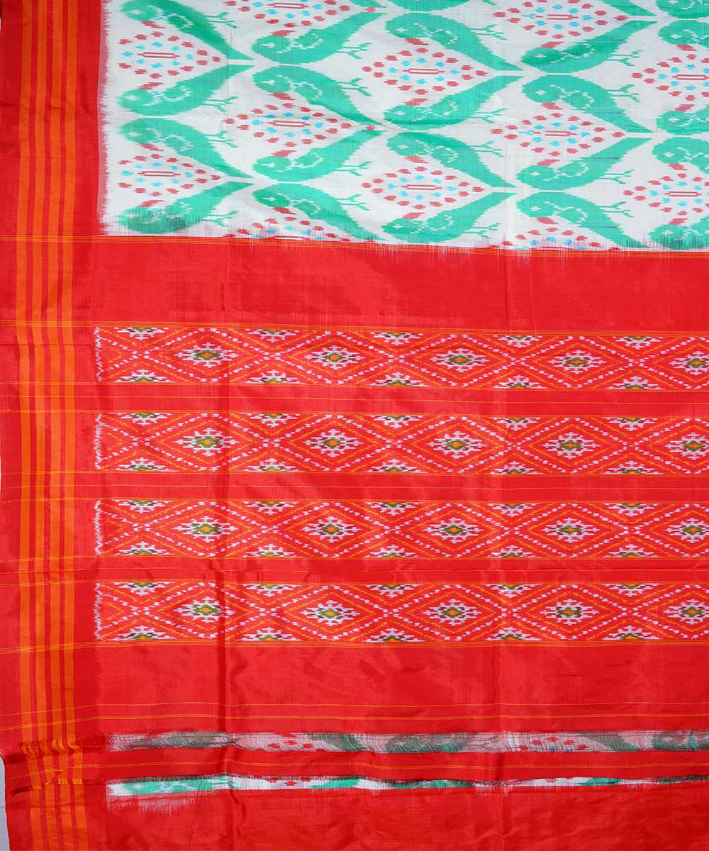 White handloom ikkat silk pochampally saree