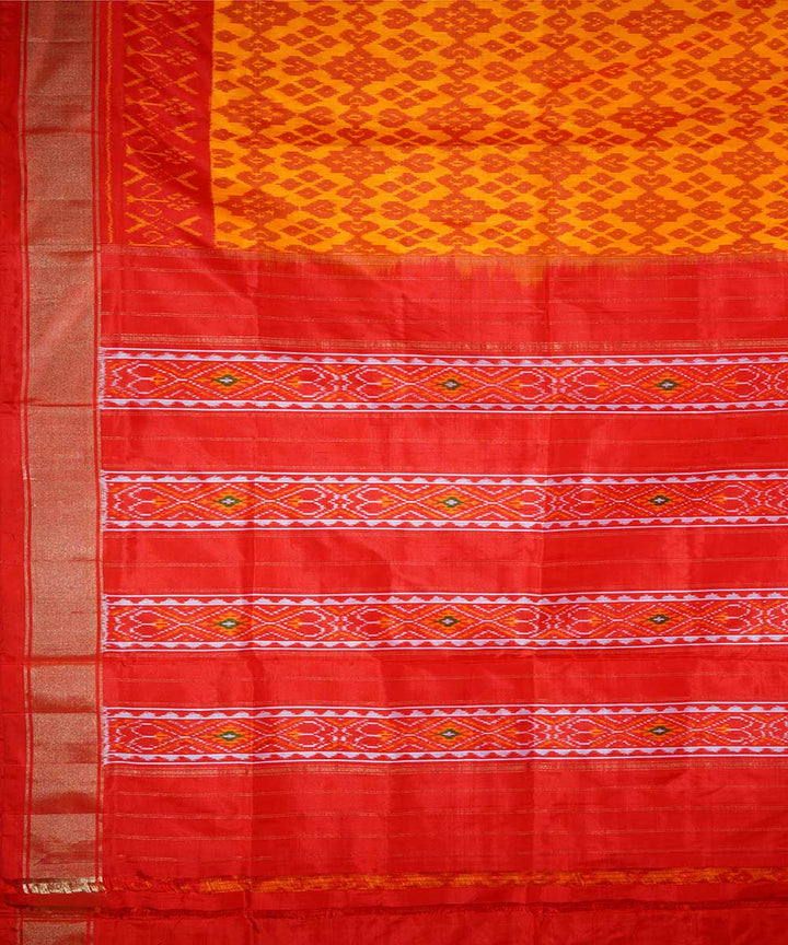 Yellow handloom ikkat silk pochampally saree