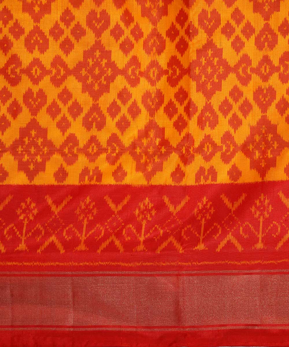 Yellow handloom ikkat silk pochampally saree