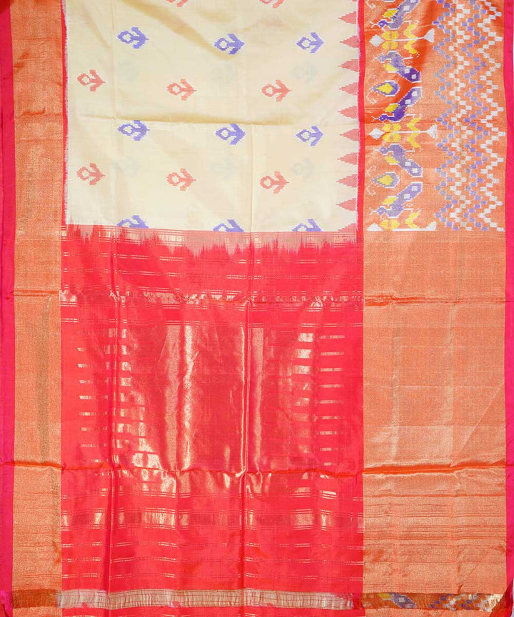 Cream handwoven ikkat silk pochampally saree