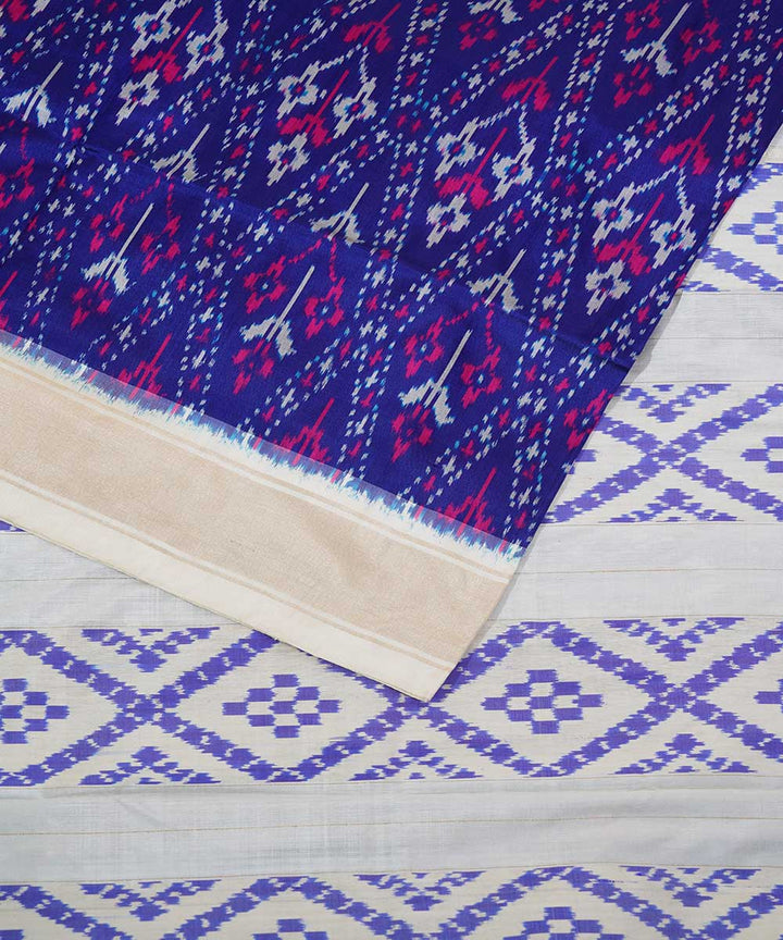 Dark blue handwoven ikkat silk pochampally saree