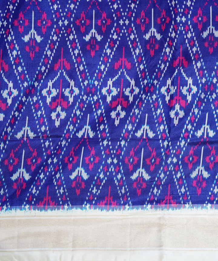 Dark blue handwoven ikkat silk pochampally saree