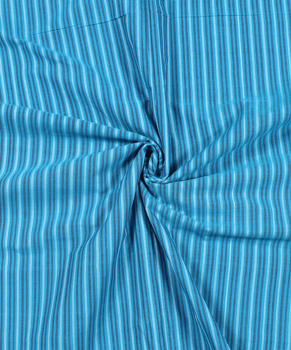 Blue multicolour handloom cotton stripe mangalgiri  material