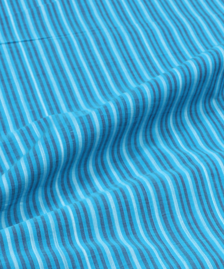 Blue multicolour handloom cotton stripe mangalgiri  material