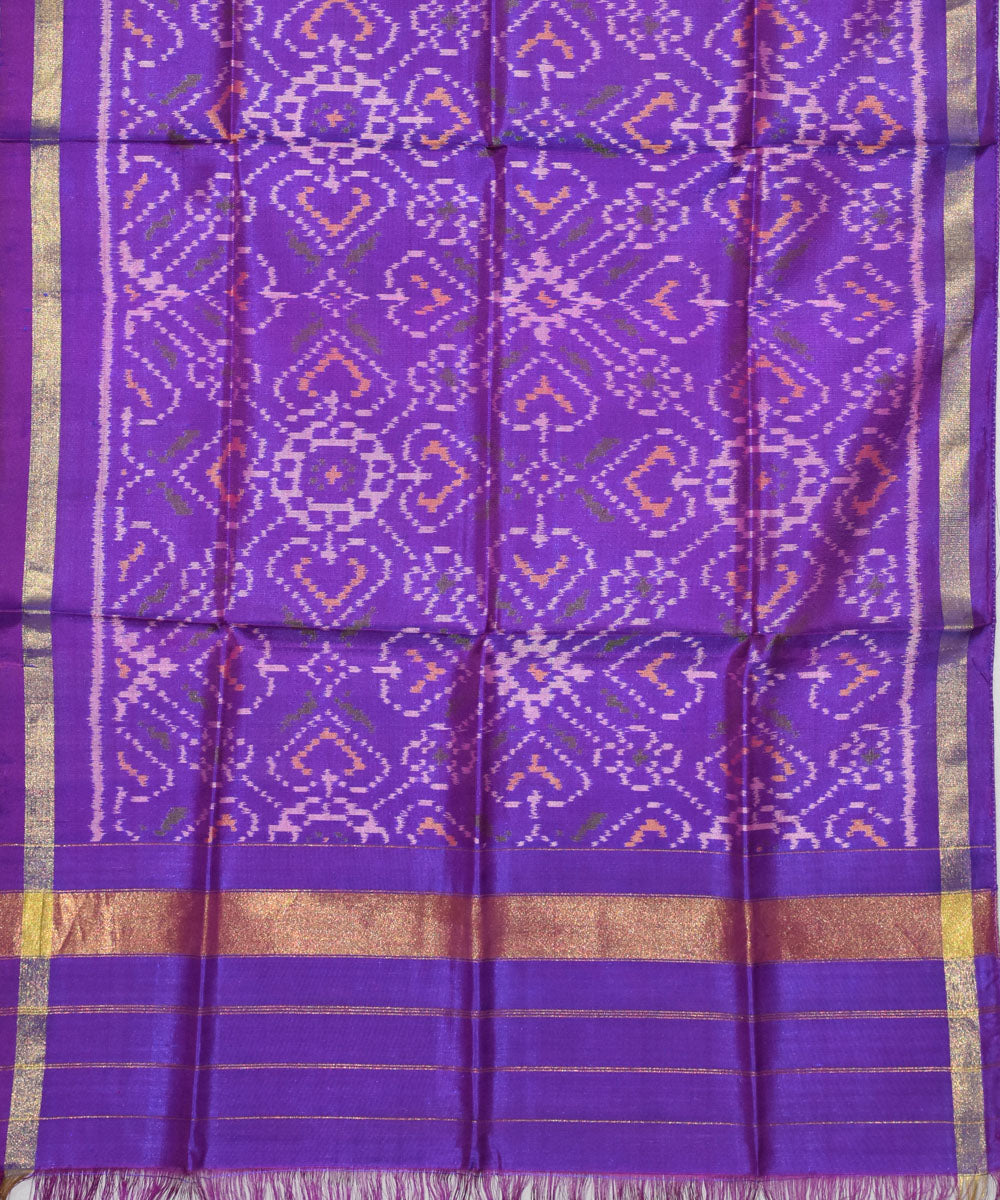 Purple handwoven patola silk stole