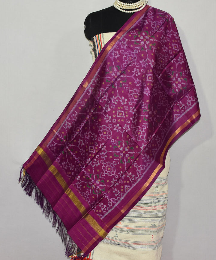 Mauve handloom patola silk stole