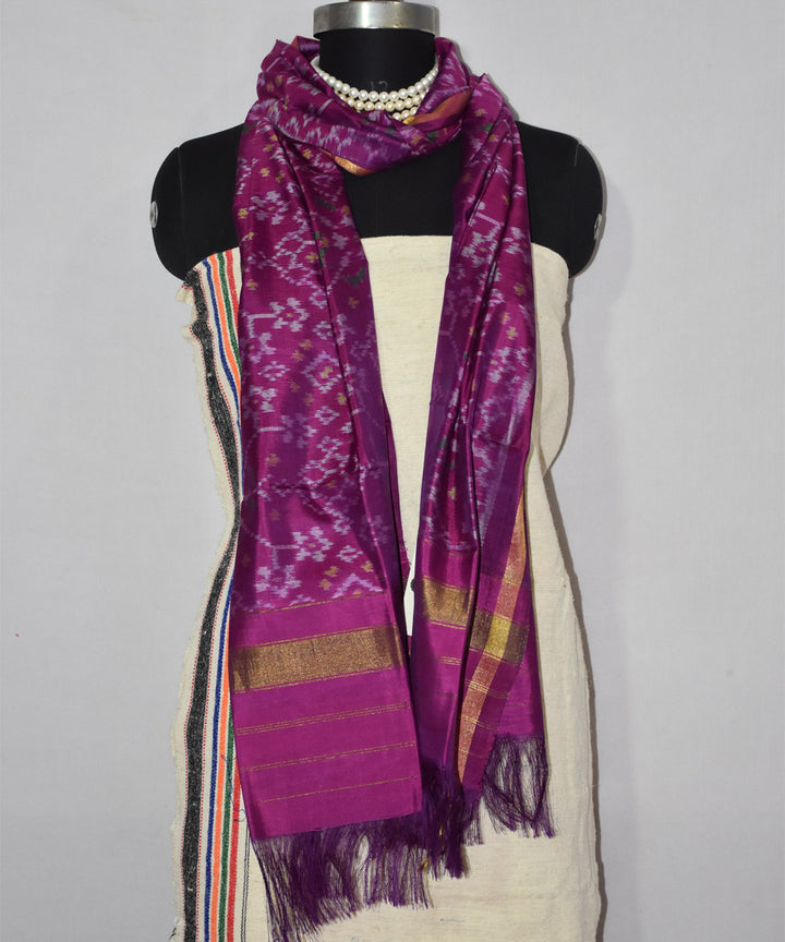 Mauve handloom patola silk stole