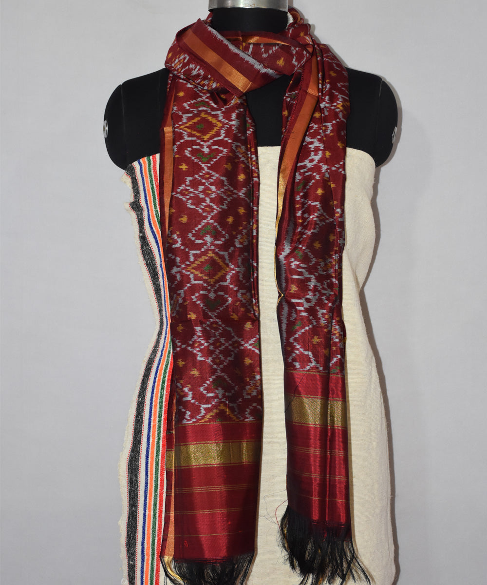 Brown handloom patola silk stole