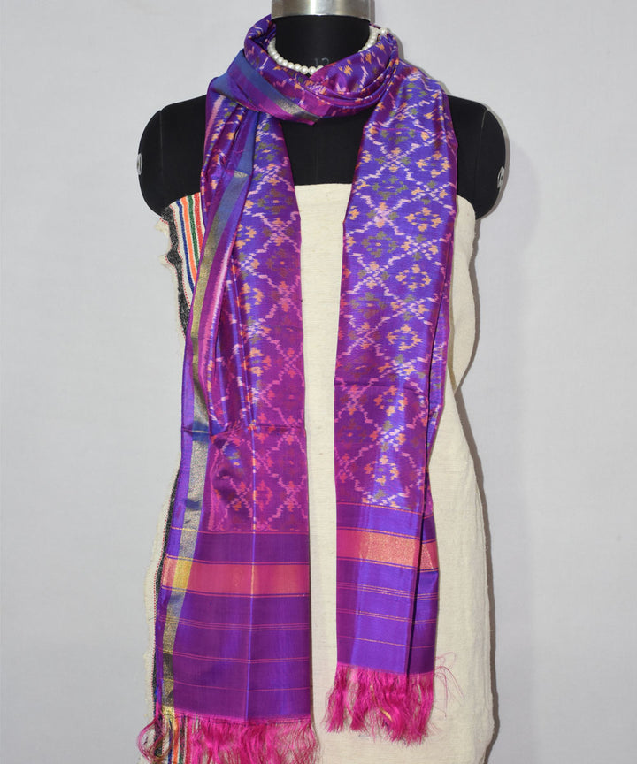 Purple hand woven patola silk stole