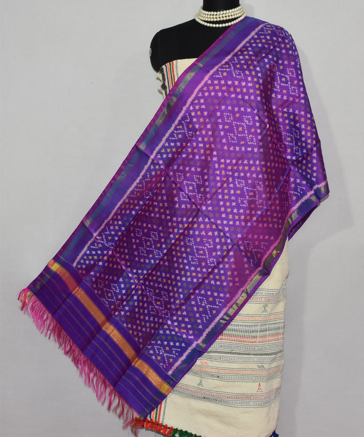 Purple hand loom patola silk stole