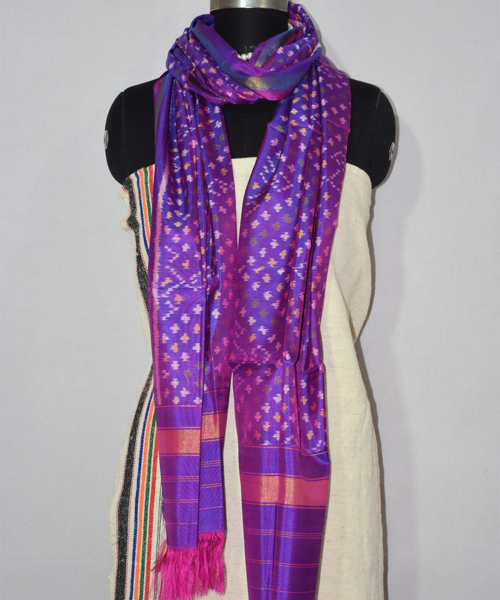 Purple hand loom patola silk stole