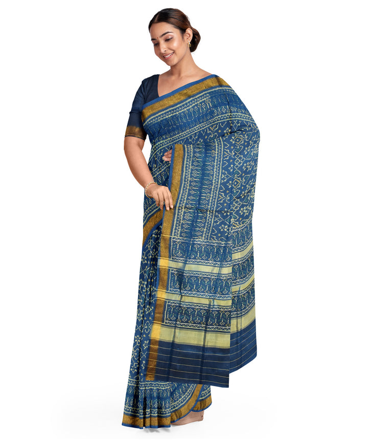 Turquoise handwoven patola silk saree