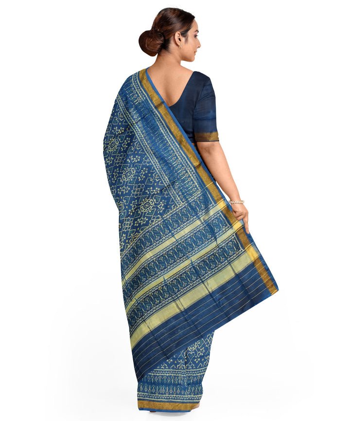 Turquoise handwoven patola silk saree