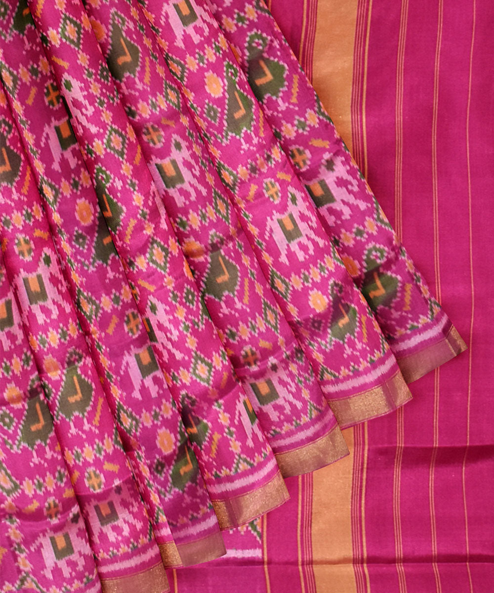 Pink handwoven patola silk saree