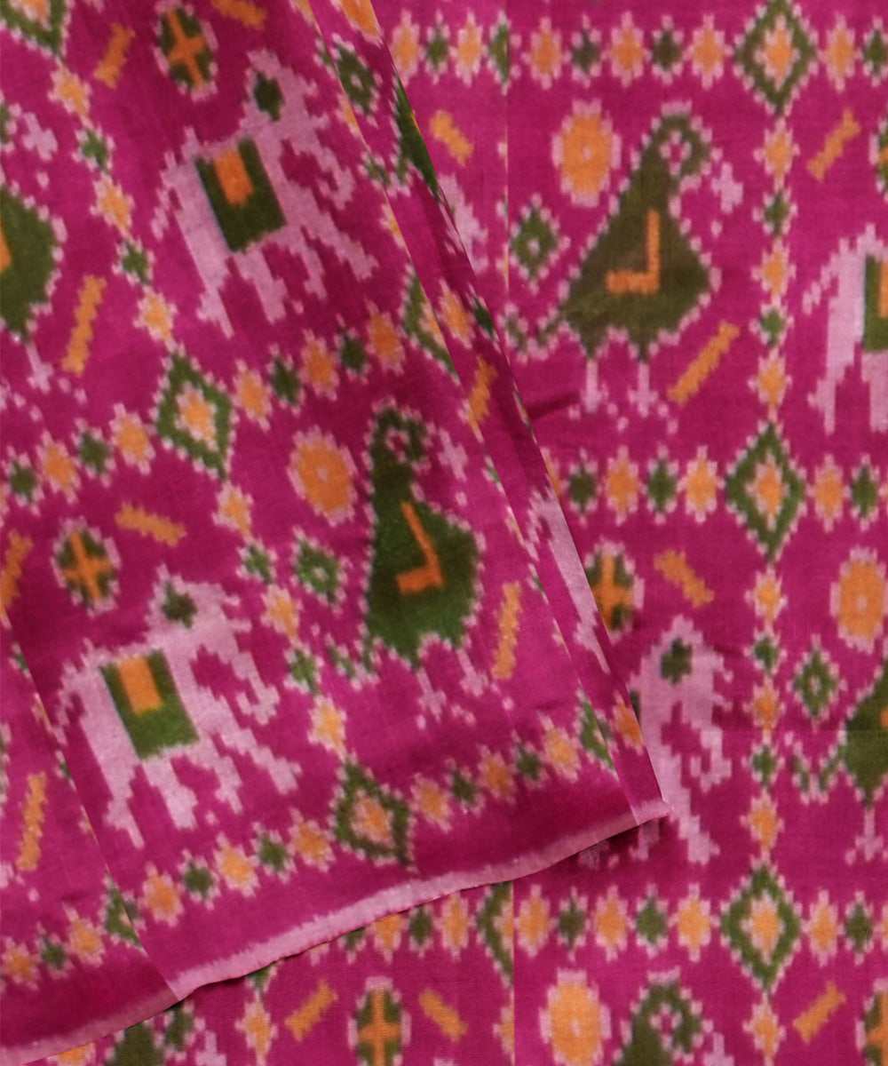 Pink handwoven patola silk saree
