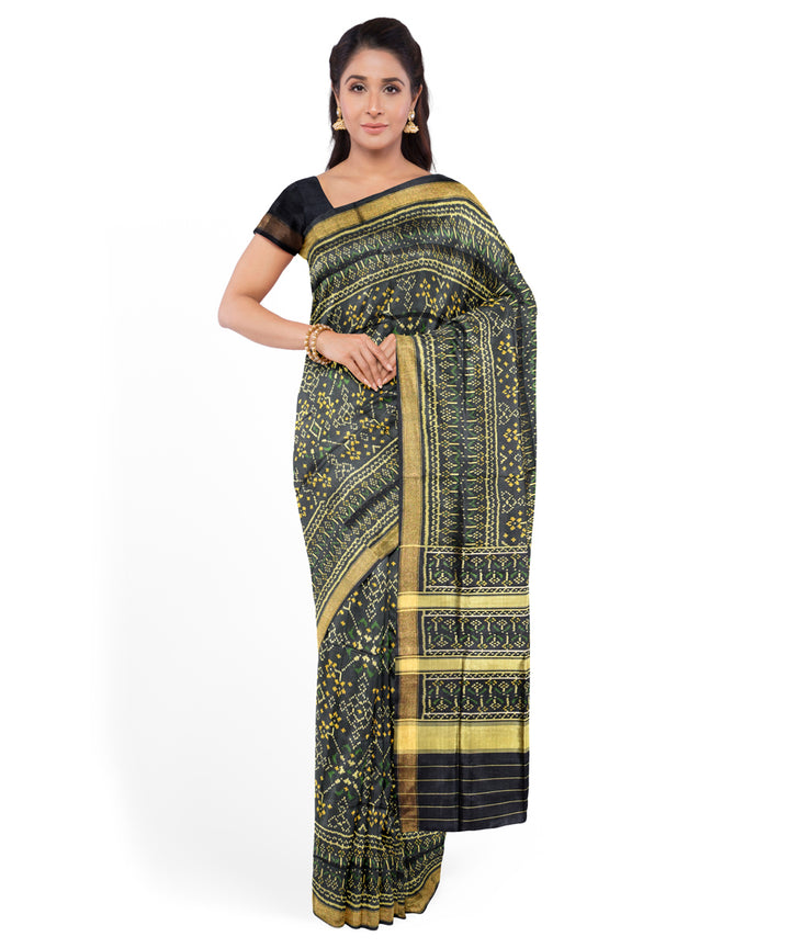 Black hand woven patola silk saree