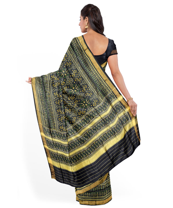 Black hand woven patola silk saree