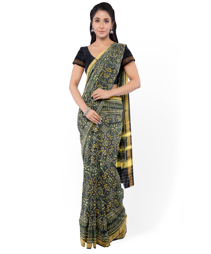 Black hand woven patola silk saree