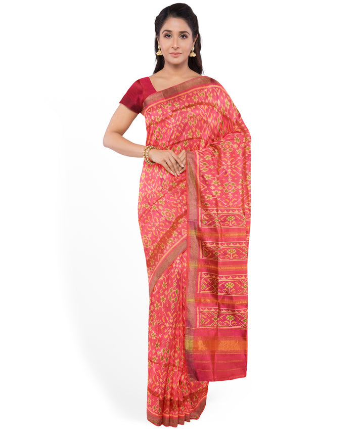 Pink handloom patola silk saree