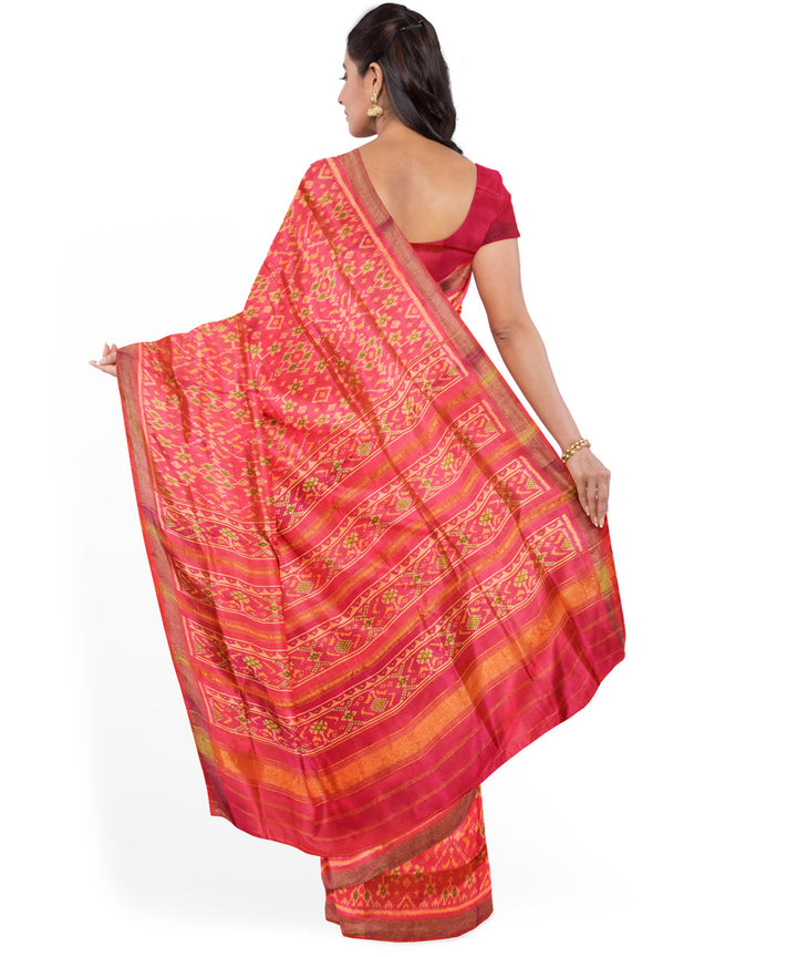 Pink handloom patola silk saree