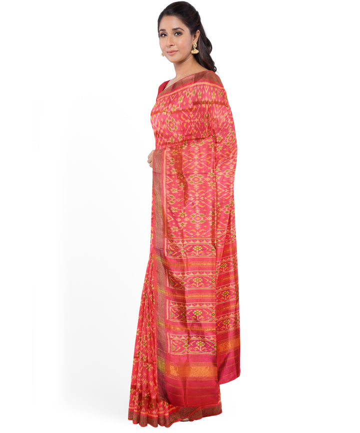 Pink handloom patola silk saree