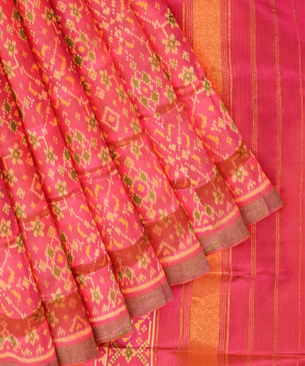 Pink handloom patola silk saree