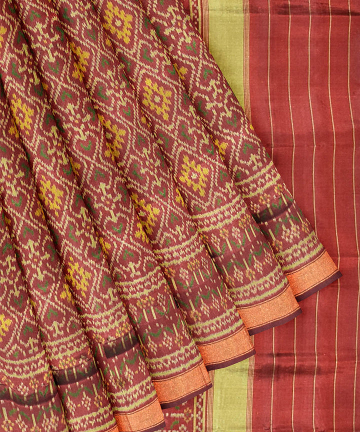 Maroon hand woven patola silk saree
