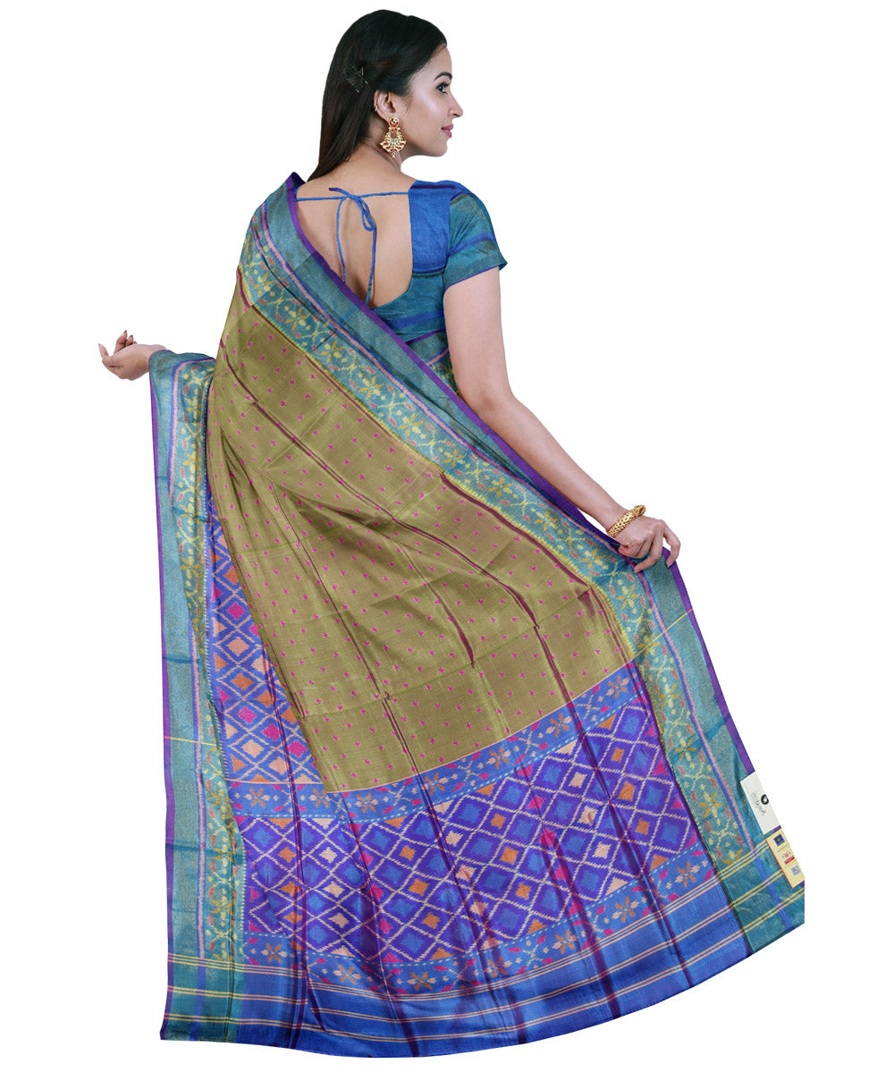 Mustard blue handwoven patola silk saree