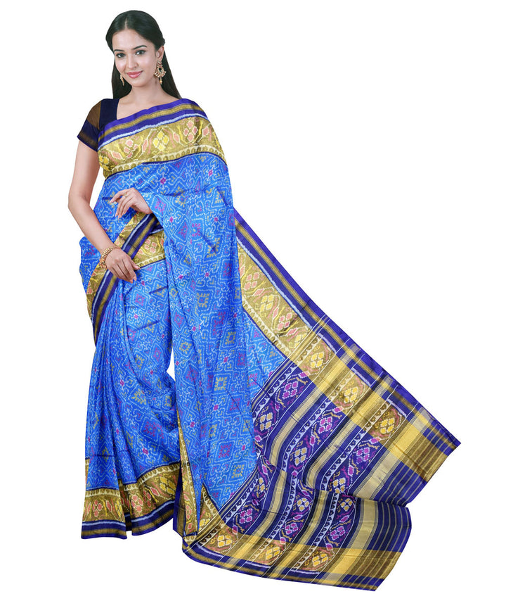 Sky blue handwoven patola silk saree