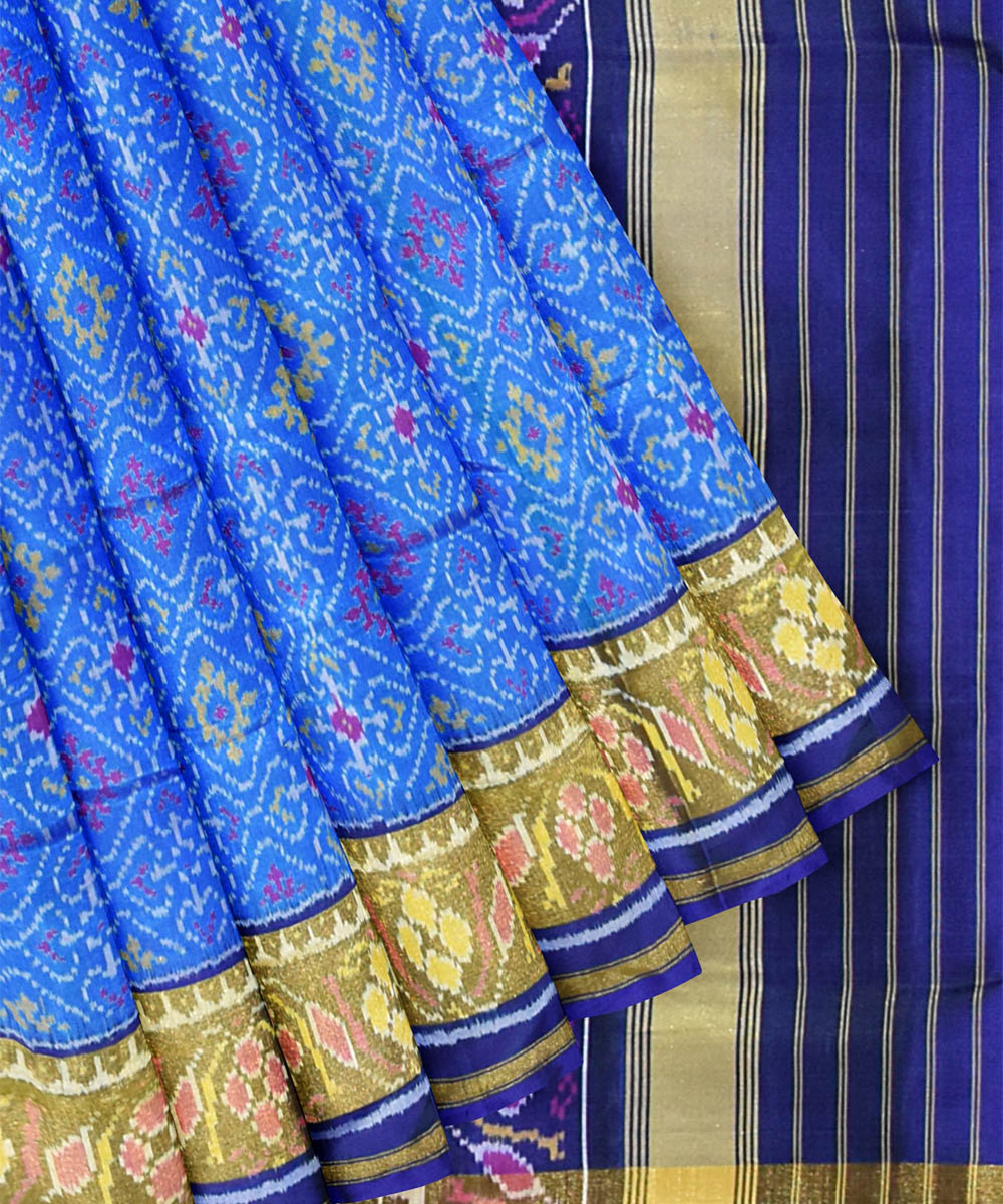 Sky blue handwoven patola silk saree