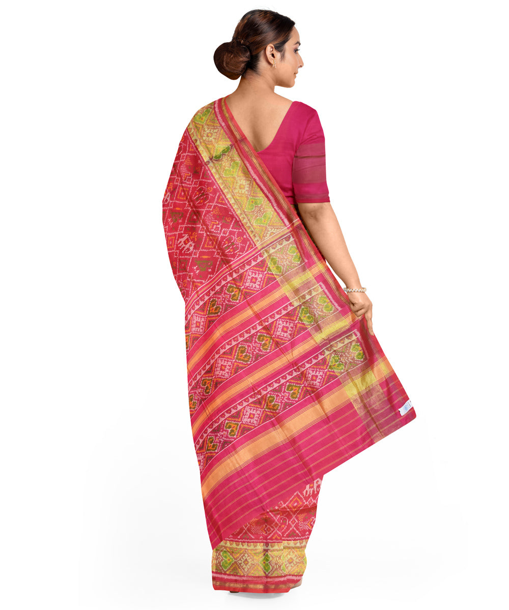 Pink hand loom patola silk saree