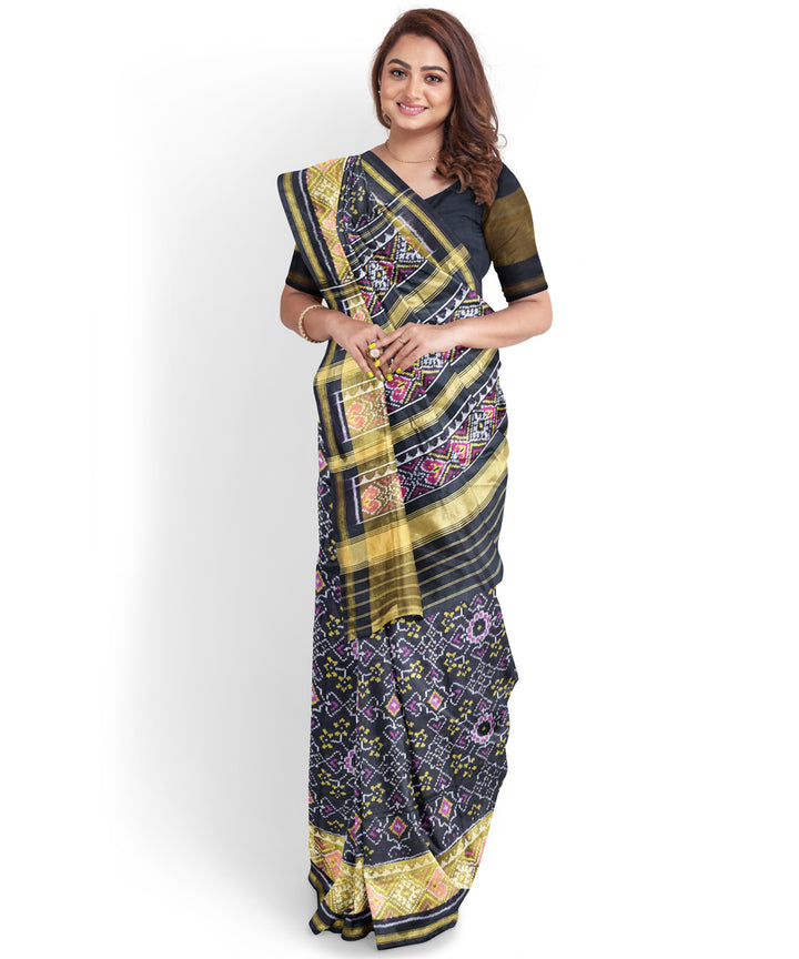 Black hand woven patola silk saree