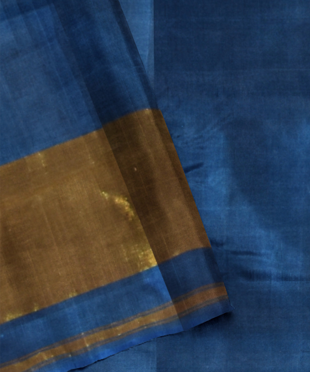 Deep blue hand woven patola silk saree