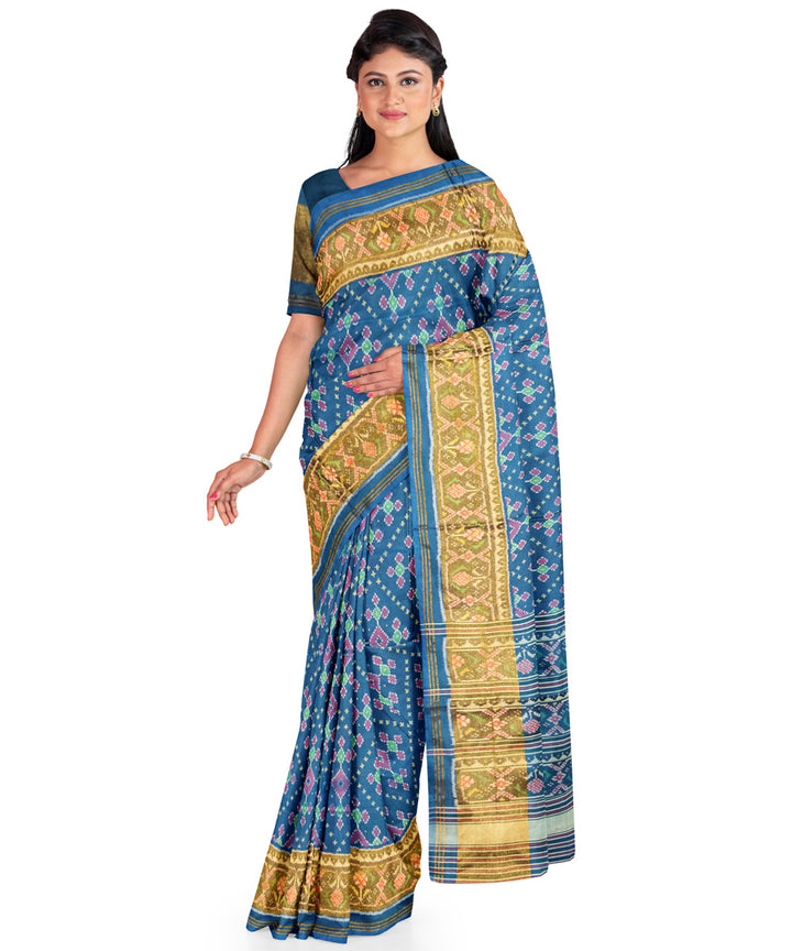 Ocean blue handwoven patola silk saree