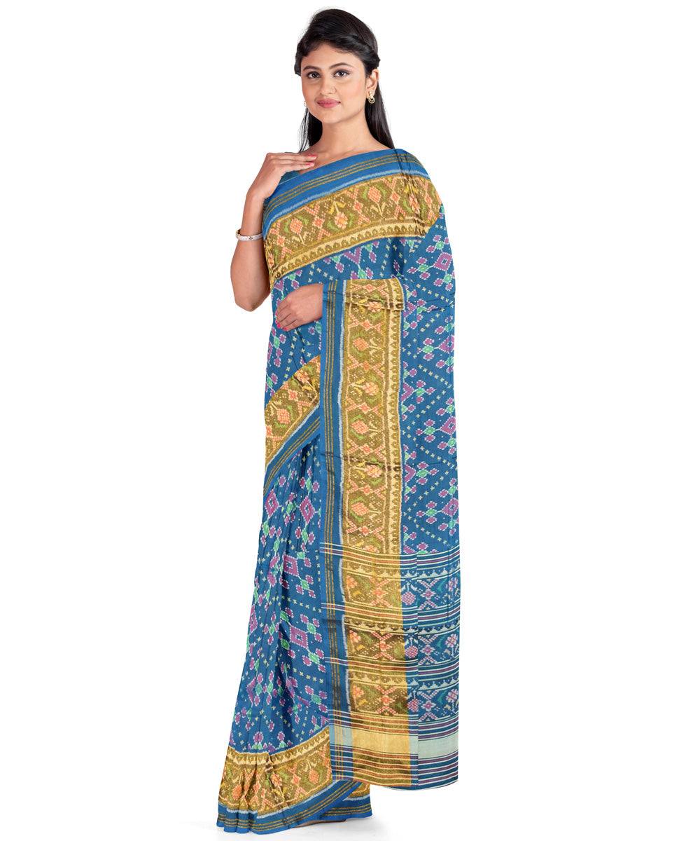 Ocean blue handwoven patola silk saree