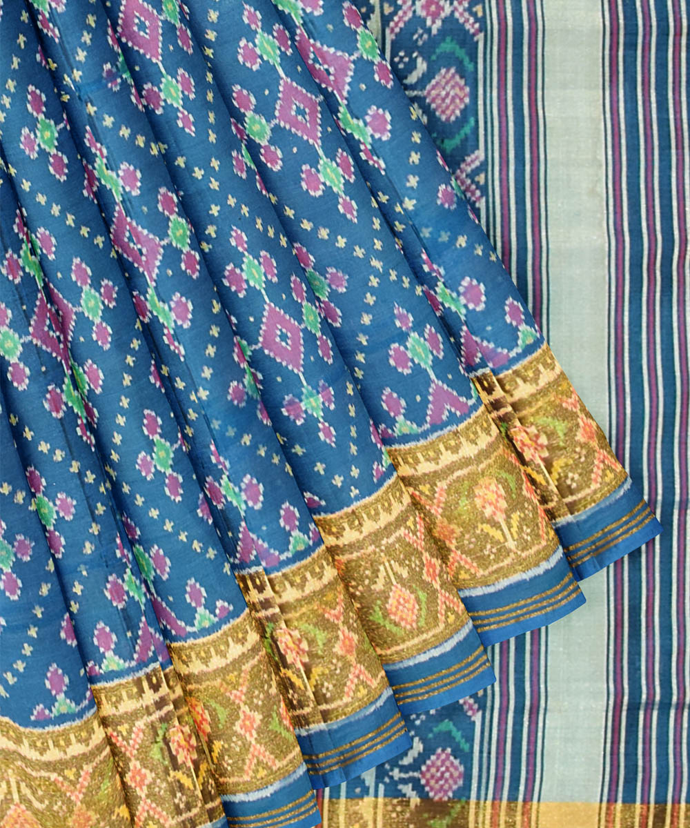 Ocean blue handwoven patola silk saree