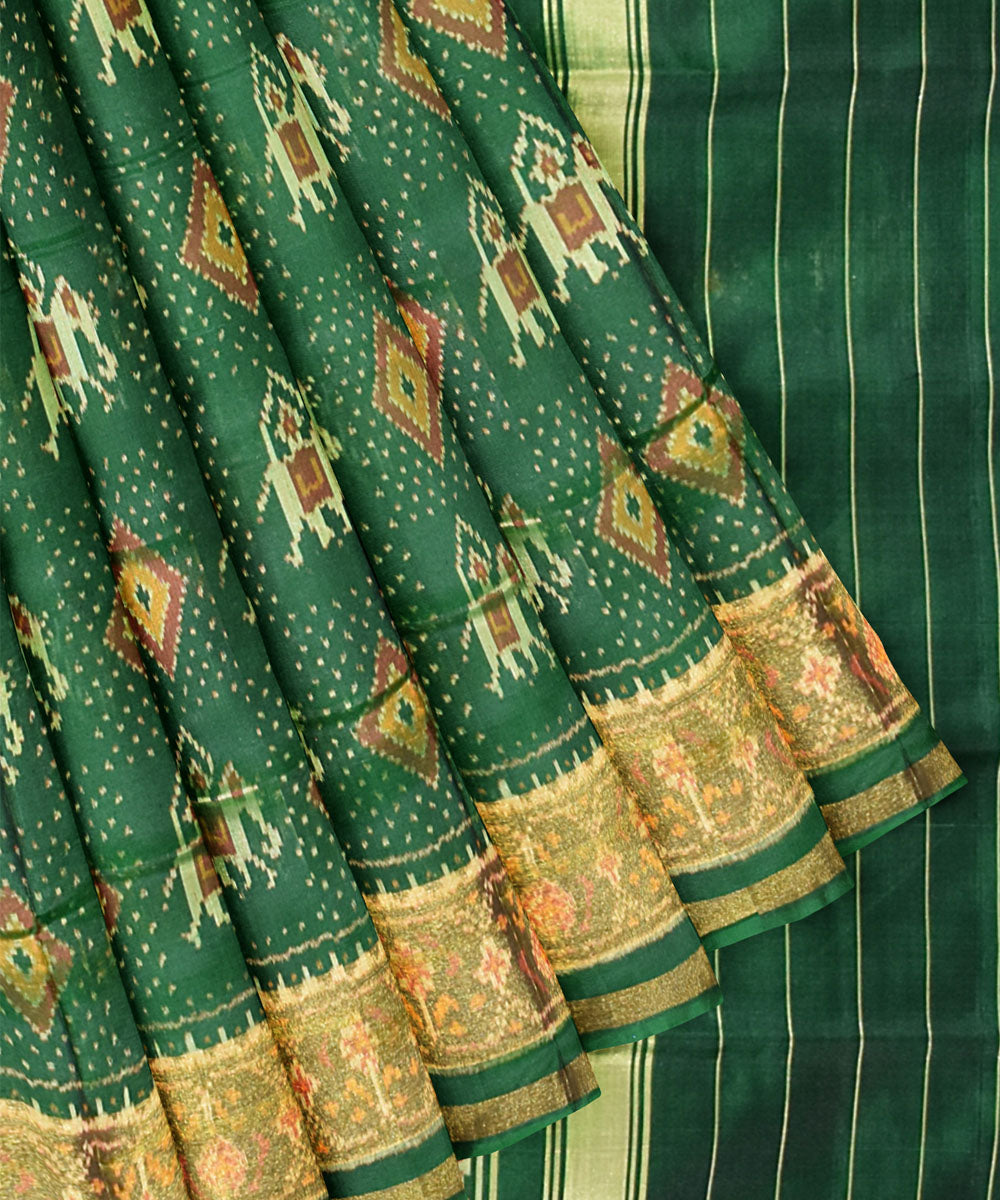 Forest green handwoven patola silk saree