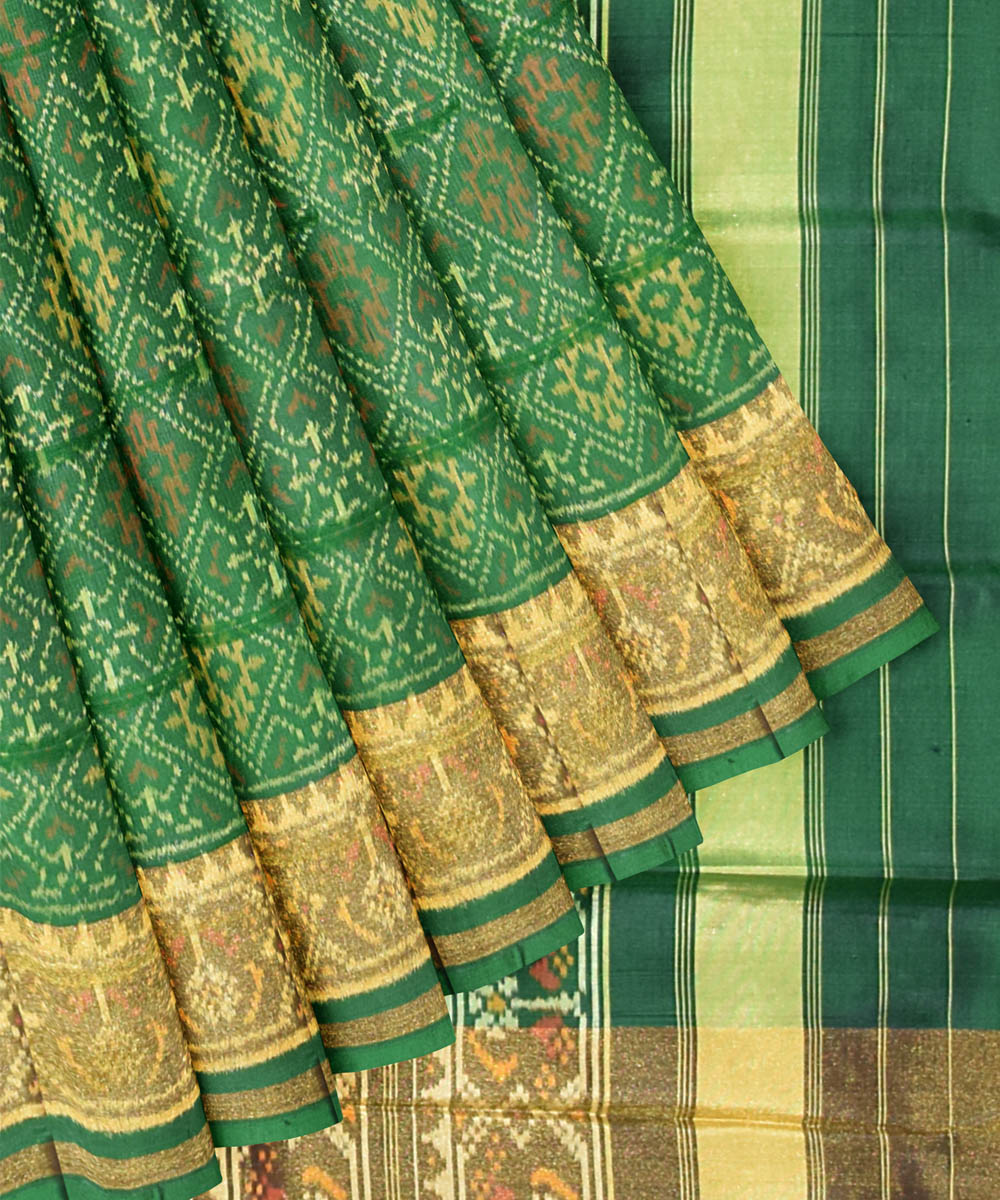 Forest green hand woven patola silk saree