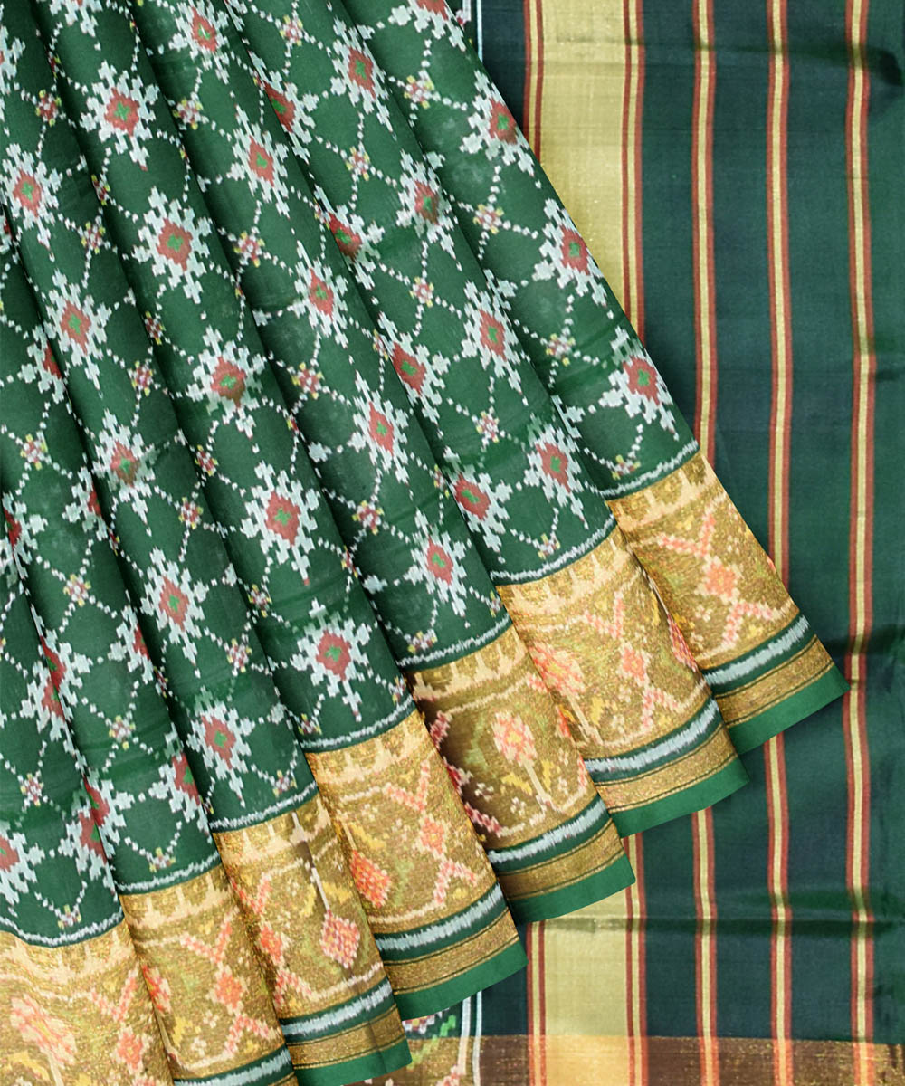 Moss green hand woven patola silk saree