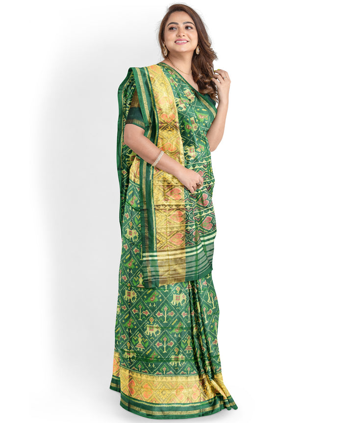 Light green handwoven patola silk saree