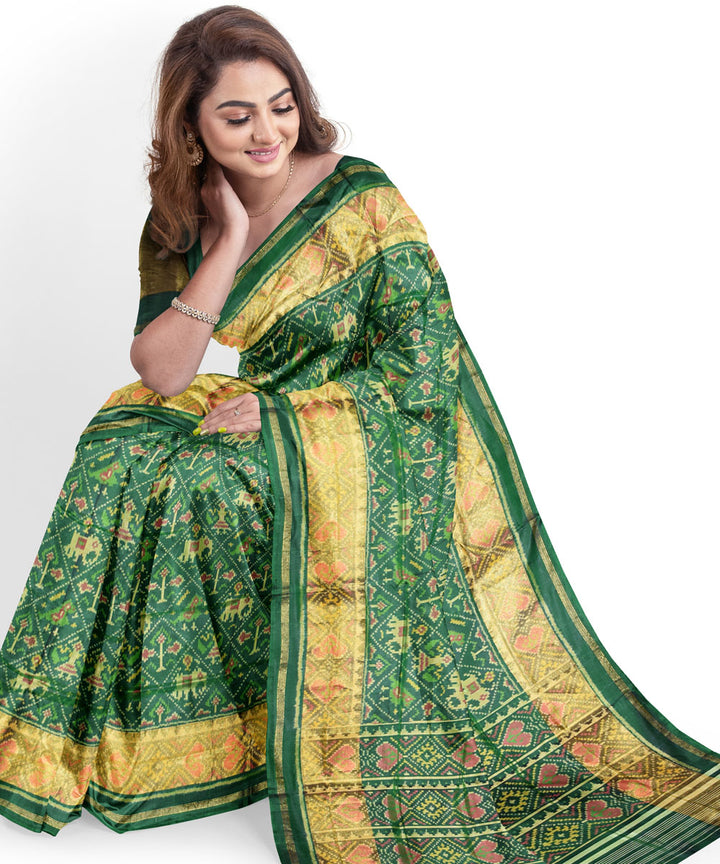 Light green handwoven patola silk saree